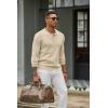 imageCOOFANDY Mens Knit Polo Sweater Casual Long Sleeve Polo Sweater Lightweight Button Down Golf Pullover SweatersBeige