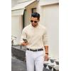 imageCOOFANDY Mens Knit Polo Sweater Casual Long Sleeve Polo Sweater Lightweight Button Down Golf Pullover SweatersBeige