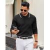 imageCOOFANDY Mens Knit Polo Sweater Casual Long Sleeve Polo Sweater Lightweight Button Down Golf Pullover SweatersBlack