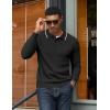 imageCOOFANDY Mens Knit Polo Sweater Casual Long Sleeve Polo Sweater Lightweight Button Down Golf Pullover SweatersBlack