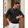 imageCOOFANDY Mens Knit Polo Sweater Casual Long Sleeve Polo Sweater Lightweight Button Down Golf Pullover SweatersBlack