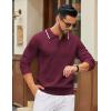 imageCOOFANDY Mens Knit Polo Sweater Casual Long Sleeve Polo Sweater Lightweight Button Down Golf Pullover SweatersDark Red