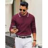 imageCOOFANDY Mens Knit Polo Sweater Casual Long Sleeve Polo Sweater Lightweight Button Down Golf Pullover SweatersDark Red