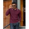 imageCOOFANDY Mens Knit Polo Sweater Casual Long Sleeve Polo Sweater Lightweight Button Down Golf Pullover SweatersDark Red