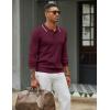 imageCOOFANDY Mens Knit Polo Sweater Casual Long Sleeve Polo Sweater Lightweight Button Down Golf Pullover SweatersDark Red