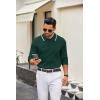 imageCOOFANDY Mens Knit Polo Sweater Casual Long Sleeve Polo Sweater Lightweight Button Down Golf Pullover SweatersLake Green