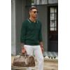 imageCOOFANDY Mens Knit Polo Sweater Casual Long Sleeve Polo Sweater Lightweight Button Down Golf Pullover SweatersLake Green