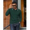imageCOOFANDY Mens Knit Polo Sweater Casual Long Sleeve Polo Sweater Lightweight Button Down Golf Pullover SweatersLake Green
