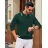 imageCOOFANDY Mens Knit Polo Sweater Casual Long Sleeve Polo Sweater Lightweight Button Down Golf Pullover SweatersLake Green
