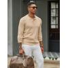 imageCOOFANDY Mens Knit Polo Sweater Casual Long Sleeve Polo Sweater Lightweight Button Down Golf Pullover SweatersLight Brown