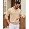 imageCOOFANDY Mens Knit Polo Sweater Casual Long Sleeve Polo Sweater Lightweight Button Down Golf Pullover SweatersLight Brown