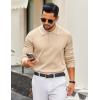imageCOOFANDY Mens Knit Polo Sweater Casual Long Sleeve Polo Sweater Lightweight Button Down Golf Pullover SweatersLight Brown