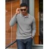 imageCOOFANDY Mens Knit Polo Sweater Casual Long Sleeve Polo Sweater Lightweight Button Down Golf Pullover SweatersLight Grey