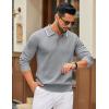 imageCOOFANDY Mens Knit Polo Sweater Casual Long Sleeve Polo Sweater Lightweight Button Down Golf Pullover SweatersLight Grey