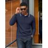 imageCOOFANDY Mens Knit Polo Sweater Casual Long Sleeve Polo Sweater Lightweight Button Down Golf Pullover SweatersMidnight Blue
