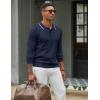 imageCOOFANDY Mens Knit Polo Sweater Casual Long Sleeve Polo Sweater Lightweight Button Down Golf Pullover SweatersMidnight Blue