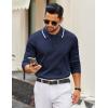 imageCOOFANDY Mens Knit Polo Sweater Casual Long Sleeve Polo Sweater Lightweight Button Down Golf Pullover SweatersMidnight Blue