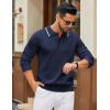 imageCOOFANDY Mens Knit Polo Sweater Casual Long Sleeve Polo Sweater Lightweight Button Down Golf Pullover SweatersMidnight Blue