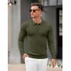 imageCOOFANDY Mens Knit Polo Sweater Long Sleeve Casual Golf Polo Lightweight Dress Button Collar Pullover SweatersArmy Green