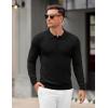 imageCOOFANDY Mens Knit Polo Sweater Long Sleeve Casual Golf Polo Lightweight Dress Button Collar Pullover SweatersBlack