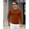 imageCOOFANDY Mens Knit Polo Sweater Long Sleeve Casual Golf Polo Lightweight Dress Button Collar Pullover SweatersCaramel