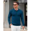 imageCOOFANDY Mens Knit Polo Sweater Long Sleeve Casual Golf Polo Lightweight Dress Button Collar Pullover SweatersDark Blue