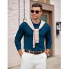 imageCOOFANDY Mens Knit Polo Sweater Long Sleeve Casual Golf Polo Lightweight Dress Button Collar Pullover SweatersDark Blue