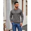 imageCOOFANDY Mens Knit Polo Sweater Long Sleeve Casual Golf Polo Lightweight Dress Button Collar Pullover SweatersDark Grey