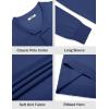 imageCOOFANDY Mens Knit Polo Sweater Long Sleeve Casual Golf Polo Lightweight Dress Button Collar Pullover SweatersDemin Blue