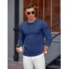 imageCOOFANDY Mens Knit Polo Sweater Long Sleeve Casual Golf Polo Lightweight Dress Button Collar Pullover SweatersDemin Blue