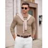 imageCOOFANDY Mens Knit Polo Sweater Long Sleeve Casual Golf Polo Lightweight Dress Button Collar Pullover SweatersKhaki