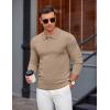 imageCOOFANDY Mens Knit Polo Sweater Long Sleeve Casual Golf Polo Lightweight Dress Button Collar Pullover SweatersKhaki
