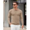 imageCOOFANDY Mens Knit Polo Sweater Long Sleeve Casual Golf Polo Lightweight Dress Button Collar Pullover SweatersKhaki
