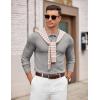 imageCOOFANDY Mens Knit Polo Sweater Long Sleeve Casual Golf Polo Lightweight Dress Button Collar Pullover SweatersLight Grey
