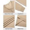 imageCOOFANDY Mens Knit Polo Sweater Long Sleeve Casual Golf Polo Lightweight Dress Button Collar Pullover SweatersLight Khaki