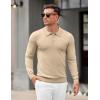 imageCOOFANDY Mens Knit Polo Sweater Long Sleeve Casual Golf Polo Lightweight Dress Button Collar Pullover SweatersLight Khaki
