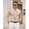 imageCOOFANDY Mens Knit Polo Sweater Long Sleeve Casual Golf Polo Lightweight Dress Button Collar Pullover SweatersLight Khaki