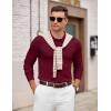 imageCOOFANDY Mens Knit Polo Sweater Long Sleeve Casual Golf Polo Lightweight Dress Button Collar Pullover SweatersWine Red