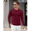 imageCOOFANDY Mens Knit Polo Sweater Long Sleeve Casual Golf Polo Lightweight Dress Button Collar Pullover SweatersWine Red