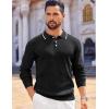 imageCOOFANDY Mens Knit Polo Sweaters Long Sleeve Vintage Polos Casual Dress Pullover Old Money TopsBlack