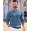 imageCOOFANDY Mens Knit Polo Sweaters Long Sleeve Vintage Polos Casual Dress Pullover Old Money TopsBlue