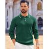 imageCOOFANDY Mens Knit Polo Sweaters Long Sleeve Vintage Polos Casual Dress Pullover Old Money TopsDark Green