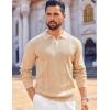 imageCOOFANDY Mens Knit Polo Sweaters Long Sleeve Vintage Polos Casual Dress Pullover Old Money TopsKhaki