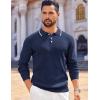 imageCOOFANDY Mens Knit Polo Sweaters Long Sleeve Vintage Polos Casual Dress Pullover Old Money TopsNavy Blue
