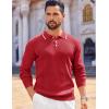 imageCOOFANDY Mens Knit Polo Sweaters Long Sleeve Vintage Polos Casual Dress Pullover Old Money TopsRed