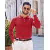 imageCOOFANDY Mens Knit Polo Sweaters Long Sleeve Vintage Polos Casual Dress Pullover Old Money TopsRed