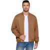 imageCOOFANDY Mens Lightweight Bomber Jacket Casual Stylish Fall Jackets Full Zip Knit Jackets Varsity Textured CoatBrown