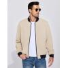 imageCOOFANDY Mens Lightweight Bomber Jacket Casual Stylish Fall Jackets Full Zip Knit Jackets Varsity Textured CoatCream
