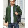 imageCOOFANDY Mens Lightweight Bomber Jacket Casual Stylish Fall Jackets Full Zip Knit Jackets Varsity Textured CoatDark Green