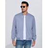 imageCOOFANDY Mens Lightweight Bomber Jacket Casual Stylish Fall Jackets Full Zip Knit Jackets Varsity Textured CoatLight Blue